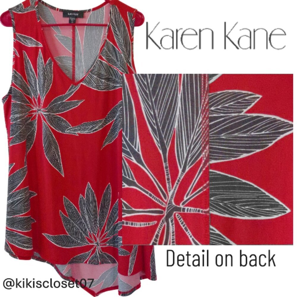 Karen Kane Red Floral Asymmetric Sleeveless Top/ 2X